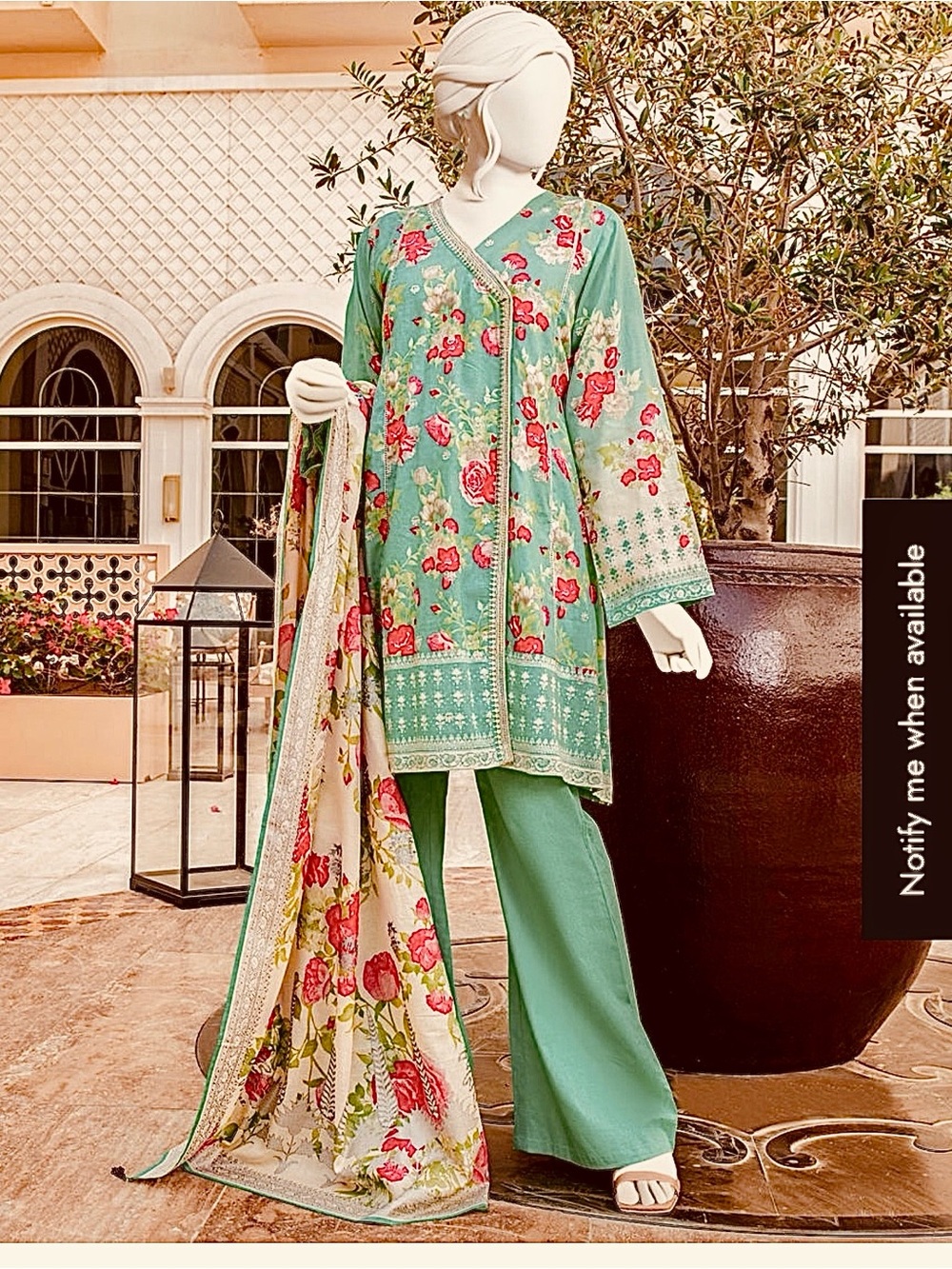 J dot Floral sea green 3-Piece Suit